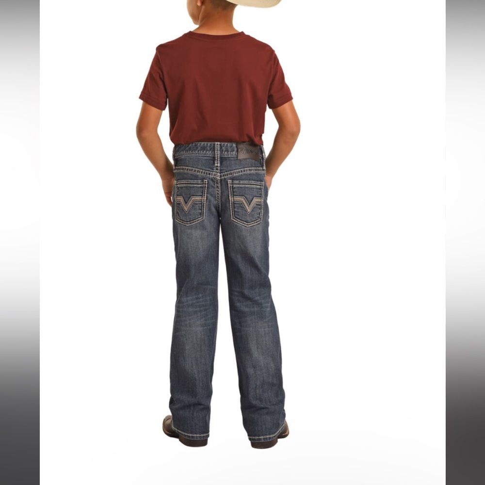 Rock & Roll Blue Relaxed Jeans with Fading and Whiskering Whispering - Picture 2 of 7